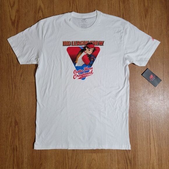 New Balance X Big League Chew Gum Women's Baseball Softball T Shirt Size Large L - Picture 1 of 8